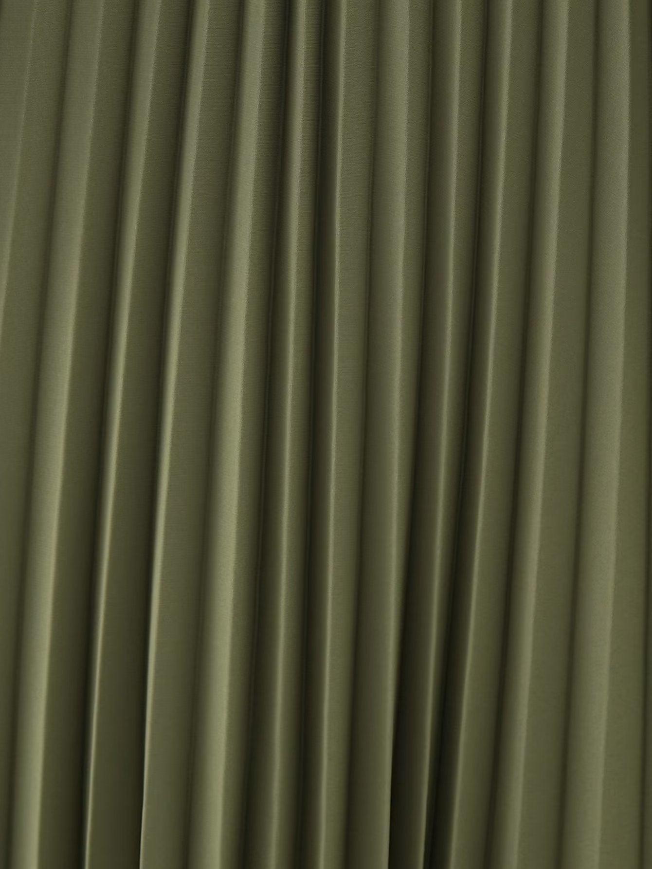 Winter V neck Belt Pleated Dress - Venus Trendy Fashion Online