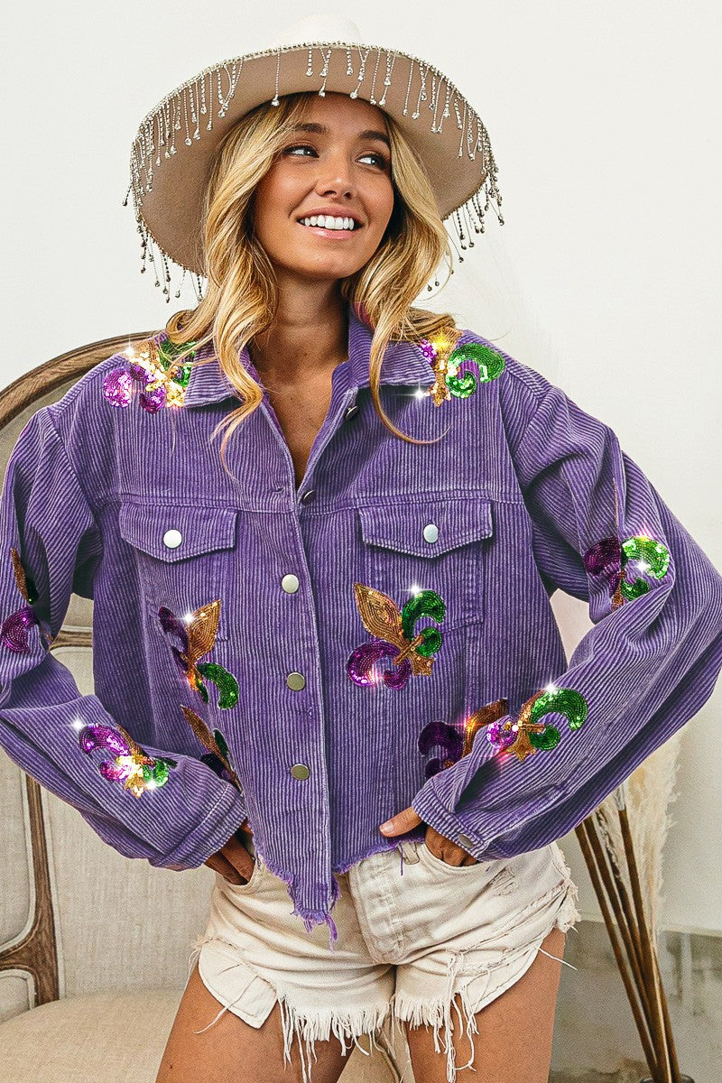 Autumn Winter Corduroy Sequined Jacket Coat
