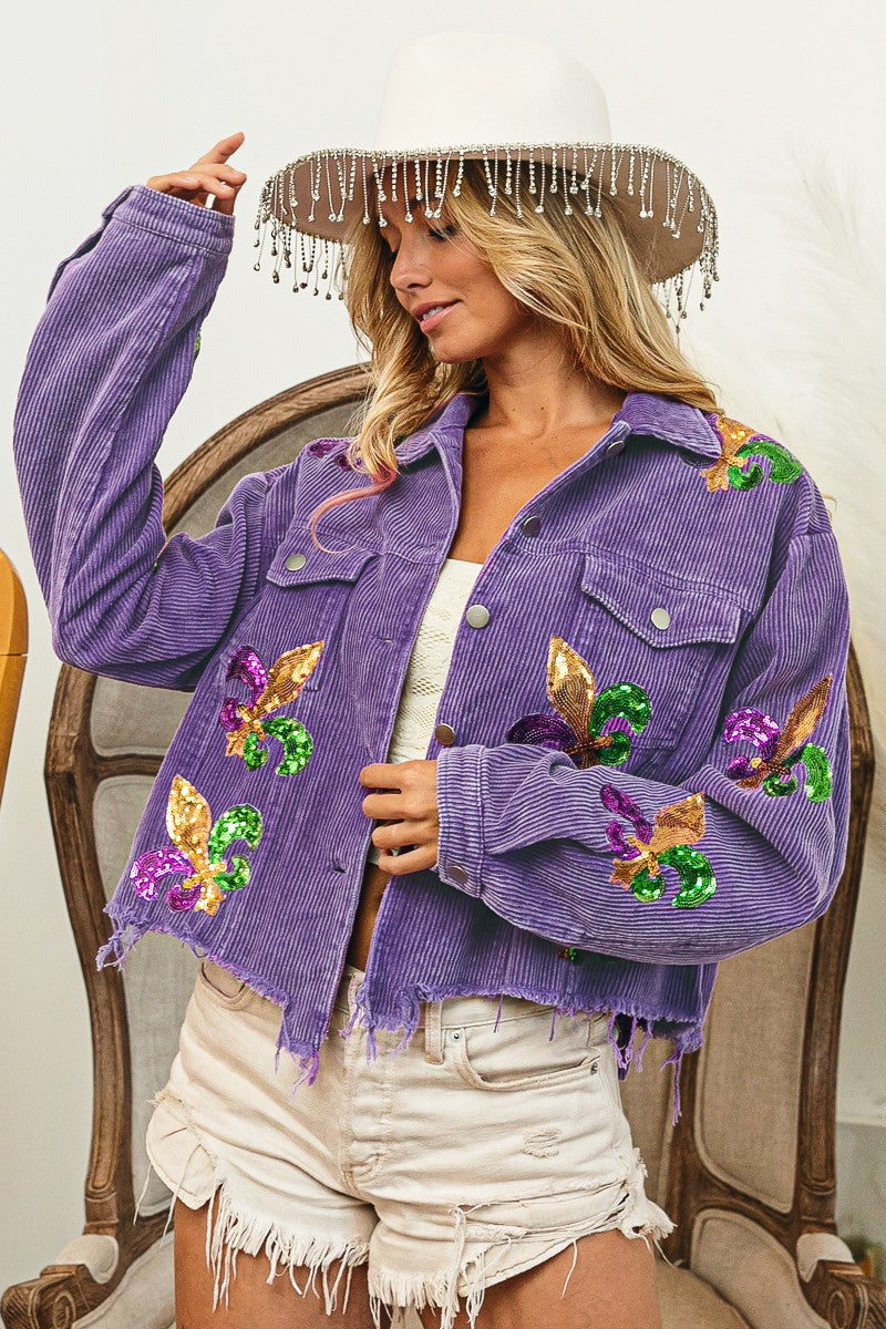 Autumn Winter Corduroy Sequined Jacket Coat