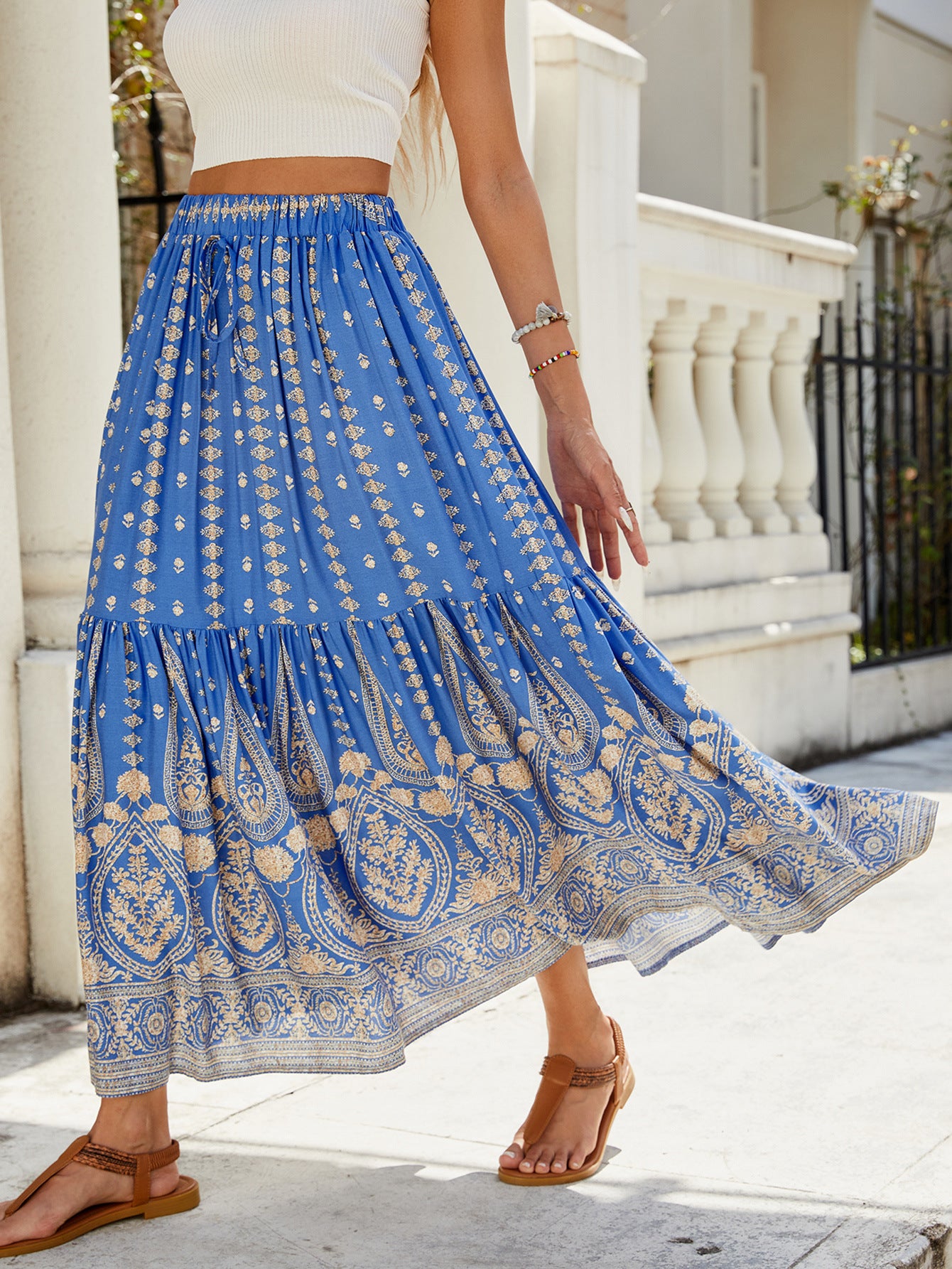 Summer Bohemian Rayon Large Swing Skirt