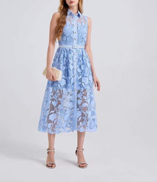 Summer High Waisted Sleeveless A Line Dress