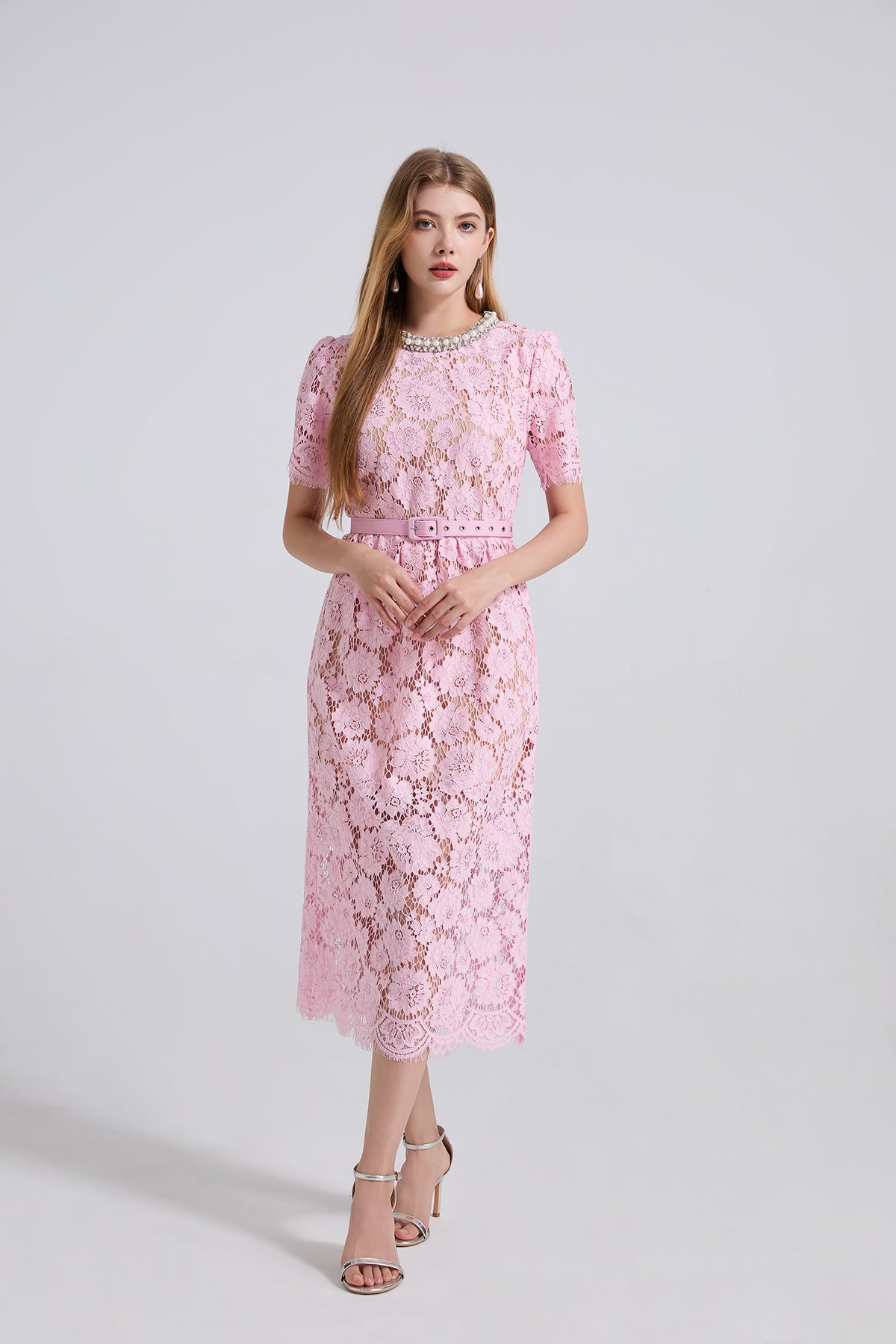 Women Summer Lace Round Neck Dress