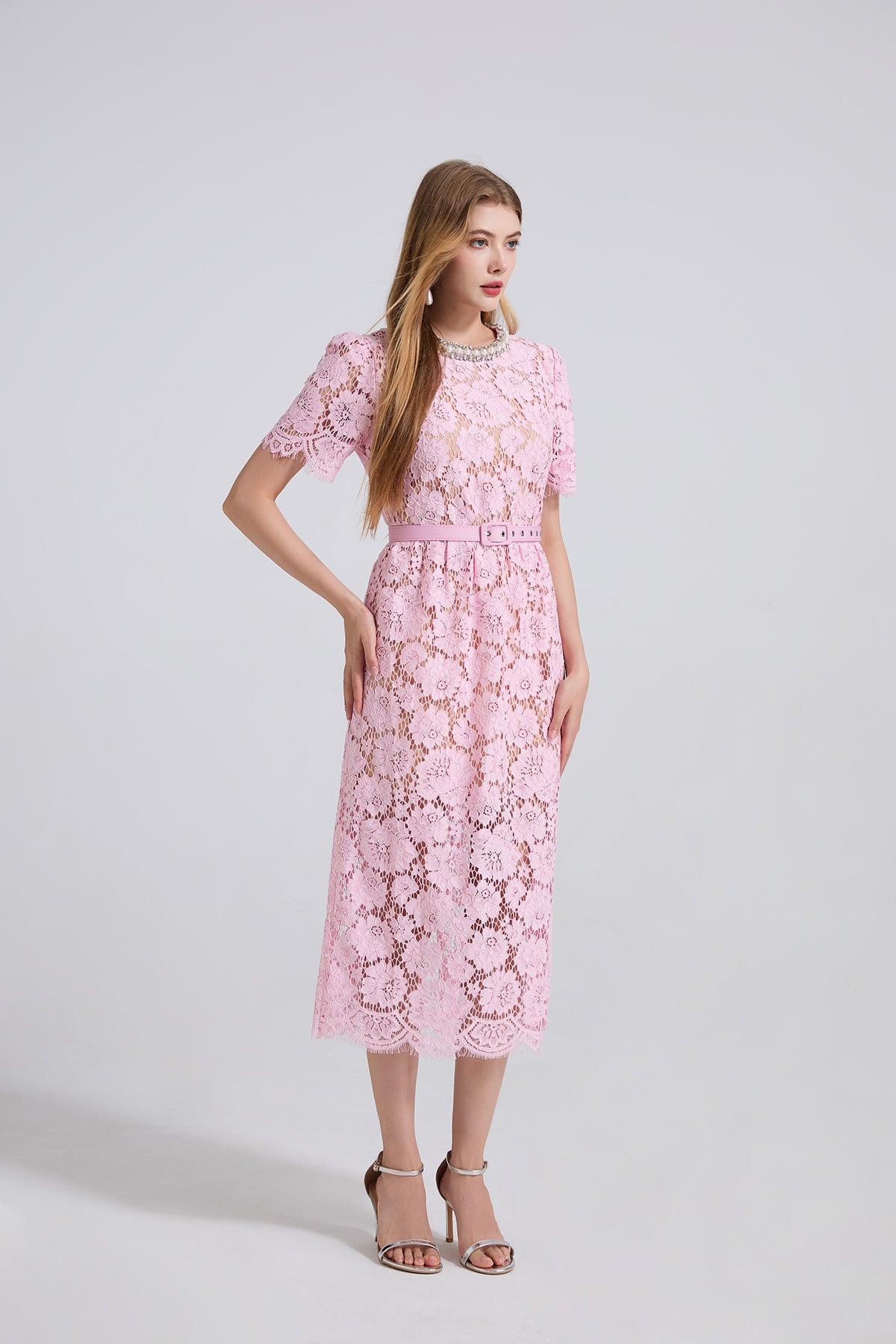 Women Summer Lace Round Neck Dress