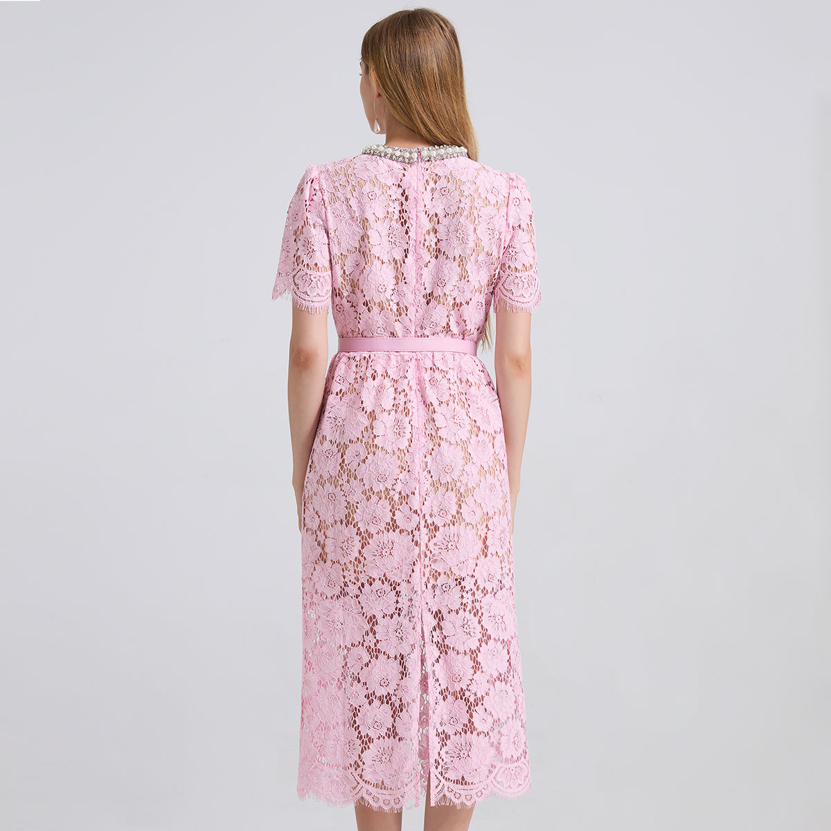 Women Summer Lace Round Neck Dress
