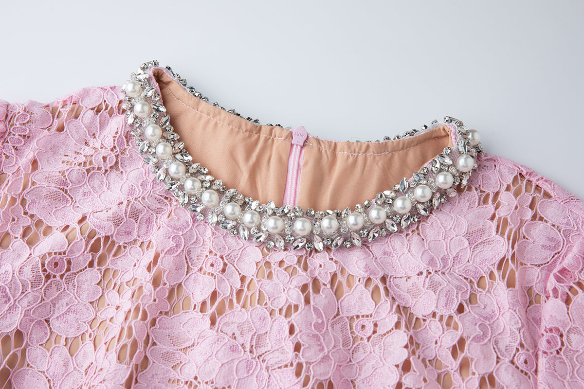 Women Summer Lace Round Neck Dress
