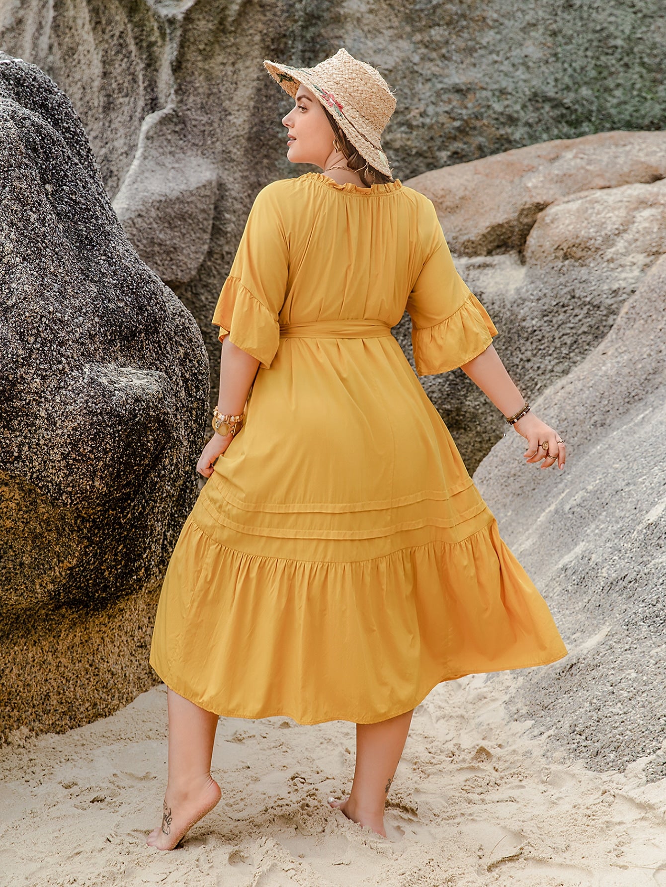 Women V neck Summer Short Sleeved Dress