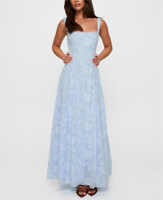 Women Solid Color Cut Floral Midi Dress