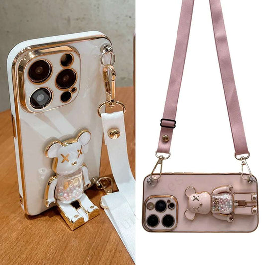 3D Quicksand Bear Holder Bracelet Strap Lanyard Phone Case For iphone Venus Trendy Fashion Online