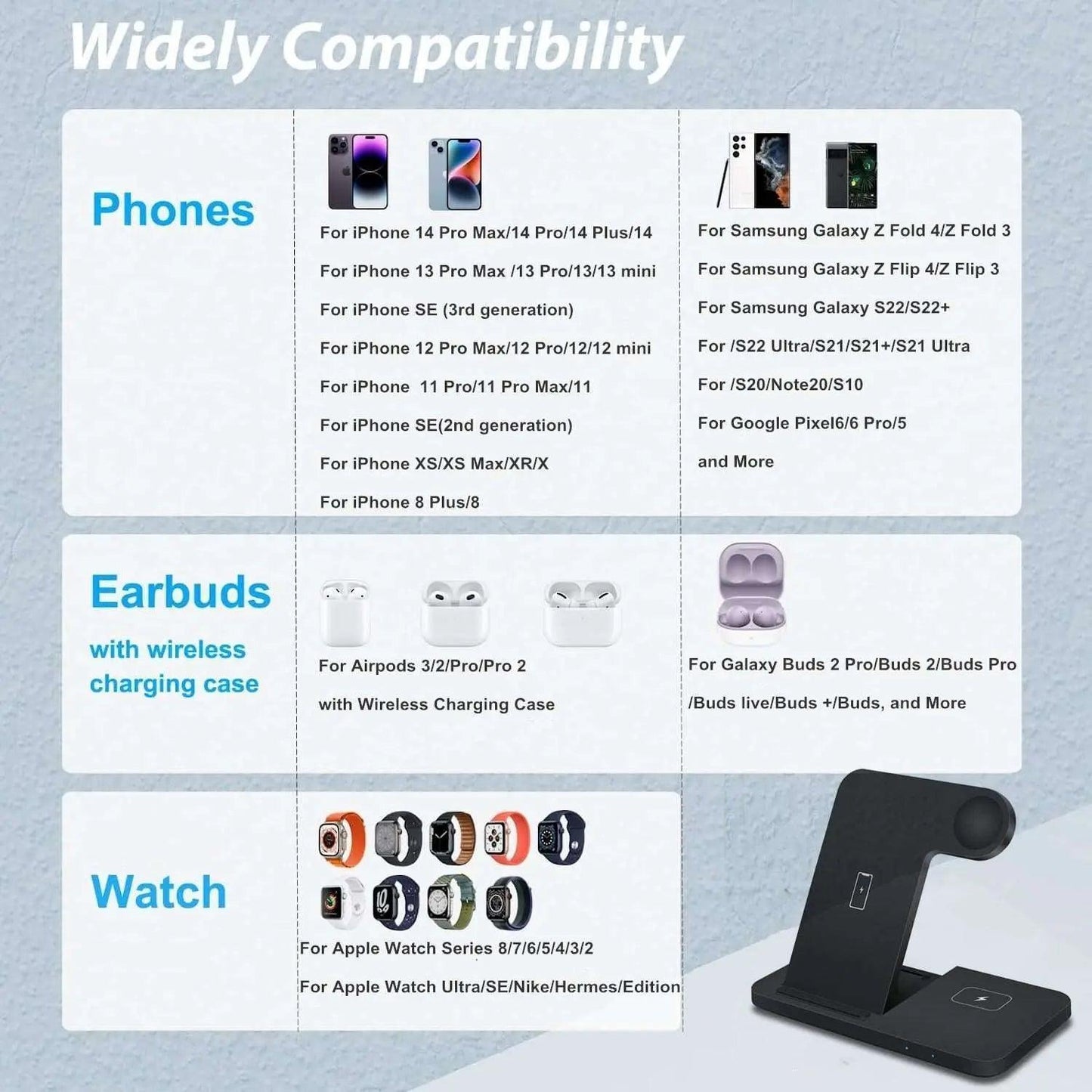 3in1 Wireless Fast Charger Dock Station - Venus Trendy Fashion Online