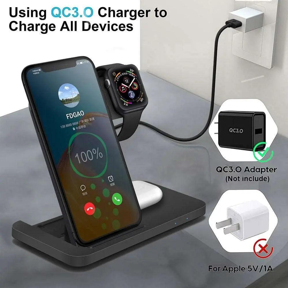 3in1 Wireless Fast Charger Dock Station - Venus Trendy Fashion Online