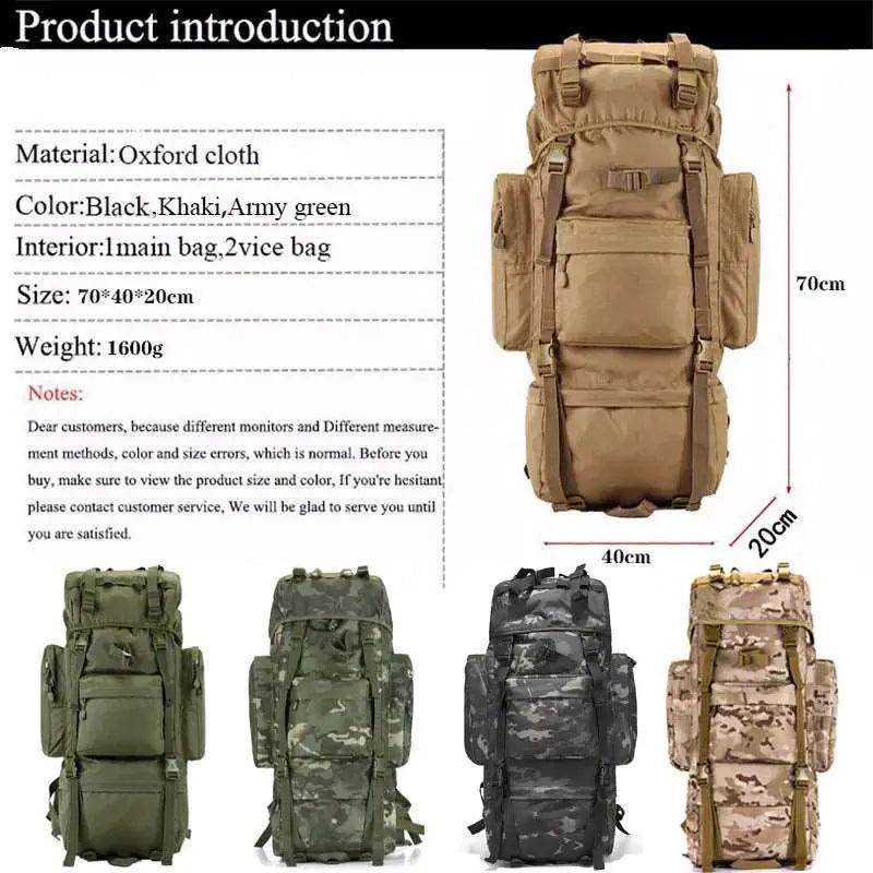70L Large Capacity Backpack Travel Bag - Venus Trendy Fashion Online