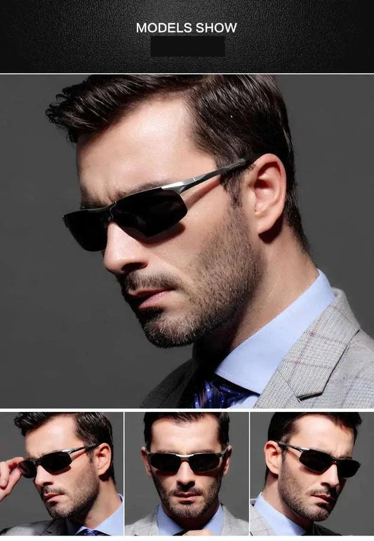 AORON Driving Polarized Sunglasses Aluminum Magnesium Frame Sport Sun Glasses Driver Retro Goggles Sunglass UV400 Anti-Glare - Venus Trendy Fashion Online