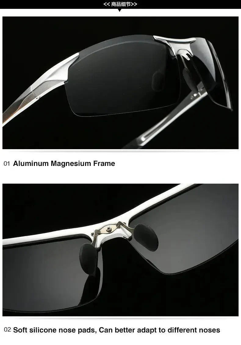 AORON Driving Polarized Sunglasses Aluminum Magnesium Frame Sport Sun Glasses Driver Retro Goggles Sunglass UV400 Anti-Glare - Venus Trendy Fashion Online