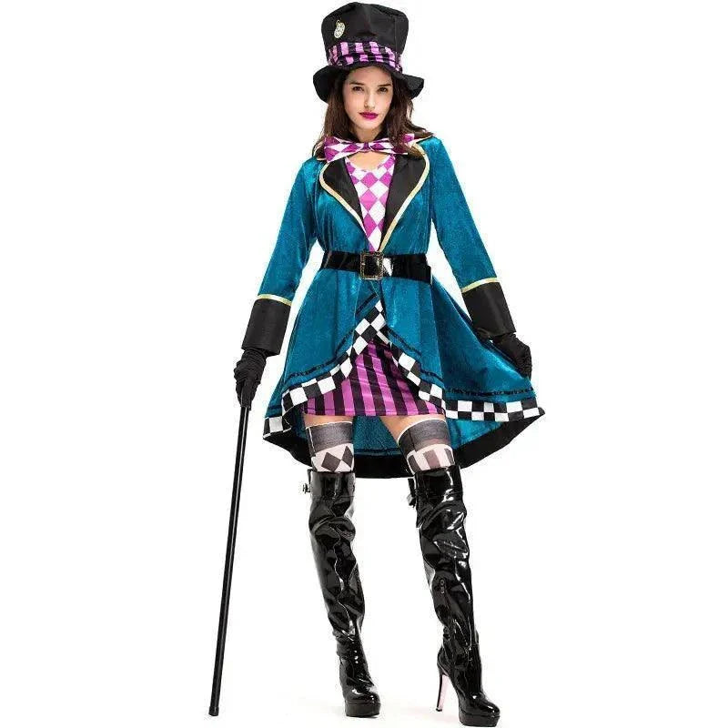 Alice in Wonderland Clown Mad Hatter Costume for Adults - Venus Trendy Fashion Online