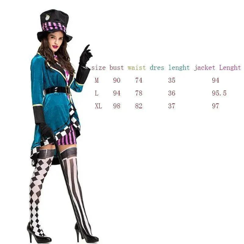Alice in Wonderland Clown Mad Hatter Costume for Adults - Venus Trendy Fashion Online