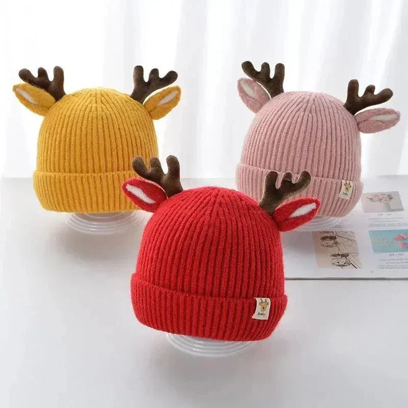 Autumn Winter Knitted Baby Beanie Cute Deer Ear Thick Warm Hat - Venus Trendy Fashion Online