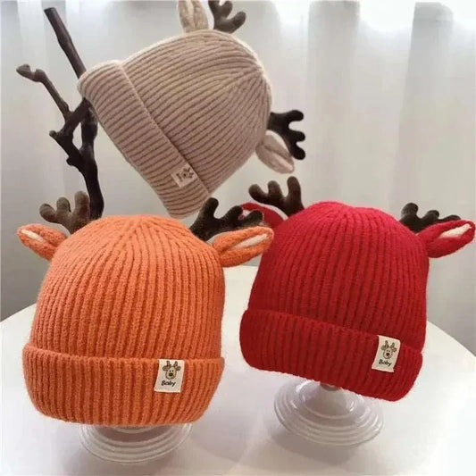 Autumn Winter Knitted Baby Beanie Cute Deer Ear Thick Warm Hat - Venus Trendy Fashion Online