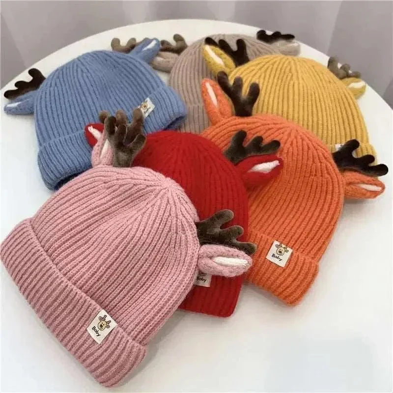 Autumn Winter Knitted Baby Beanie Cute Deer Ear Thick Warm Hat - Venus Trendy Fashion Online