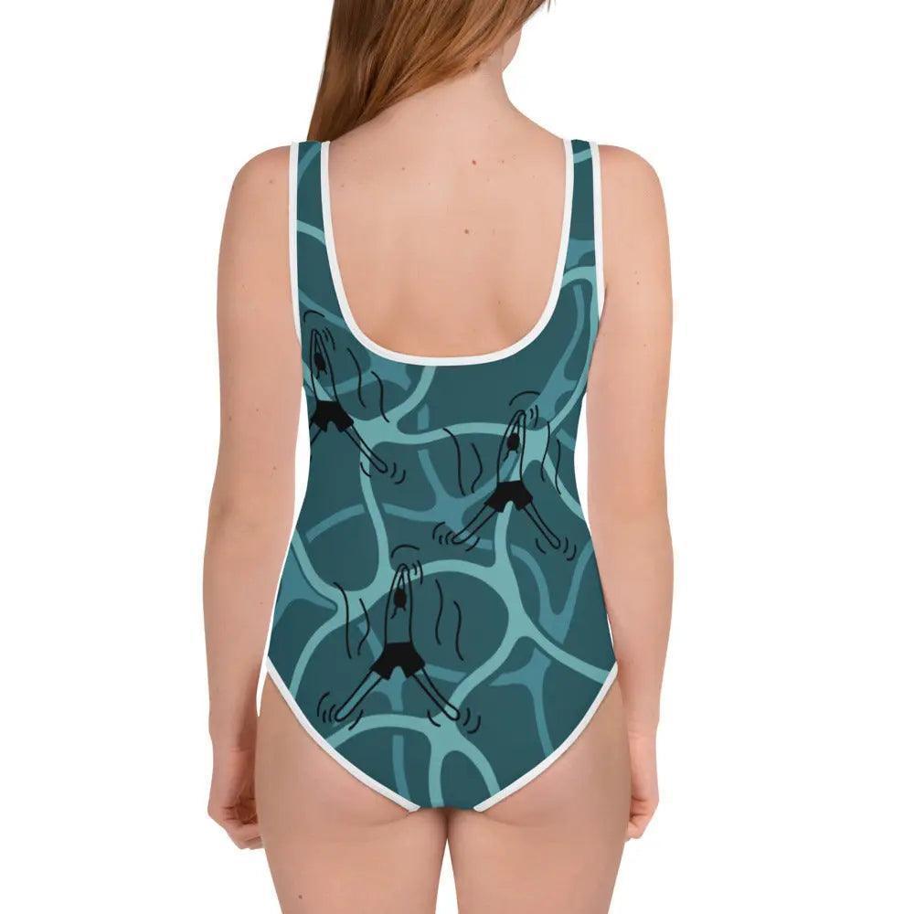 Blue Ocean Print Youth Swimsuit - Venus Trendy Fashion Online