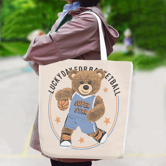 Cute Bear Canvas Bag With Shoulder Strap - Venus Trendy Fashion Online