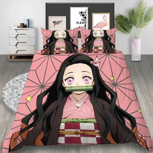 Cartoon Demon Slayer Bedding Set (NO Sheet) - Venus Trendy Fashion Online