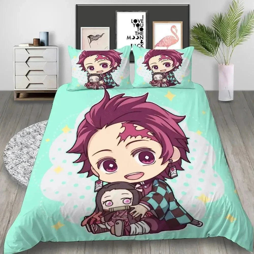Cartoon Demon Slayer Bedding Set (NO Sheet) - Venus Trendy Fashion Online