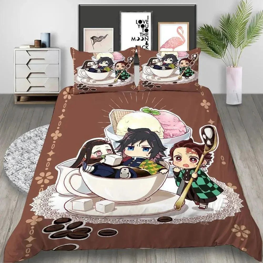 Cartoon Demon Slayer Bedding Set (NO Sheet) - Venus Trendy Fashion Online