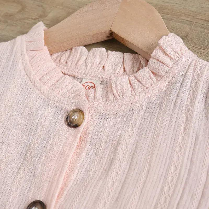 Children Kids Toddlers Fashion Girls Solid Color Short Sleeve Top And Flower Strap Skirt 2pcs Set - Venus Trendy Fashion Online