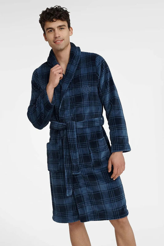 Classic Checkered Men's Bathrobe - Venus Trendy Fashion Online