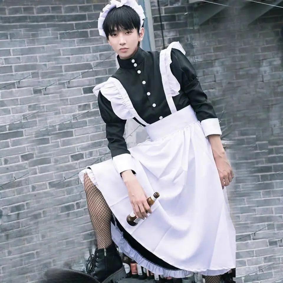 Cute Japanese Lolita Dress Anime Maid Outfit Loli Black Maid Dress - Venus Trendy Fashion Online