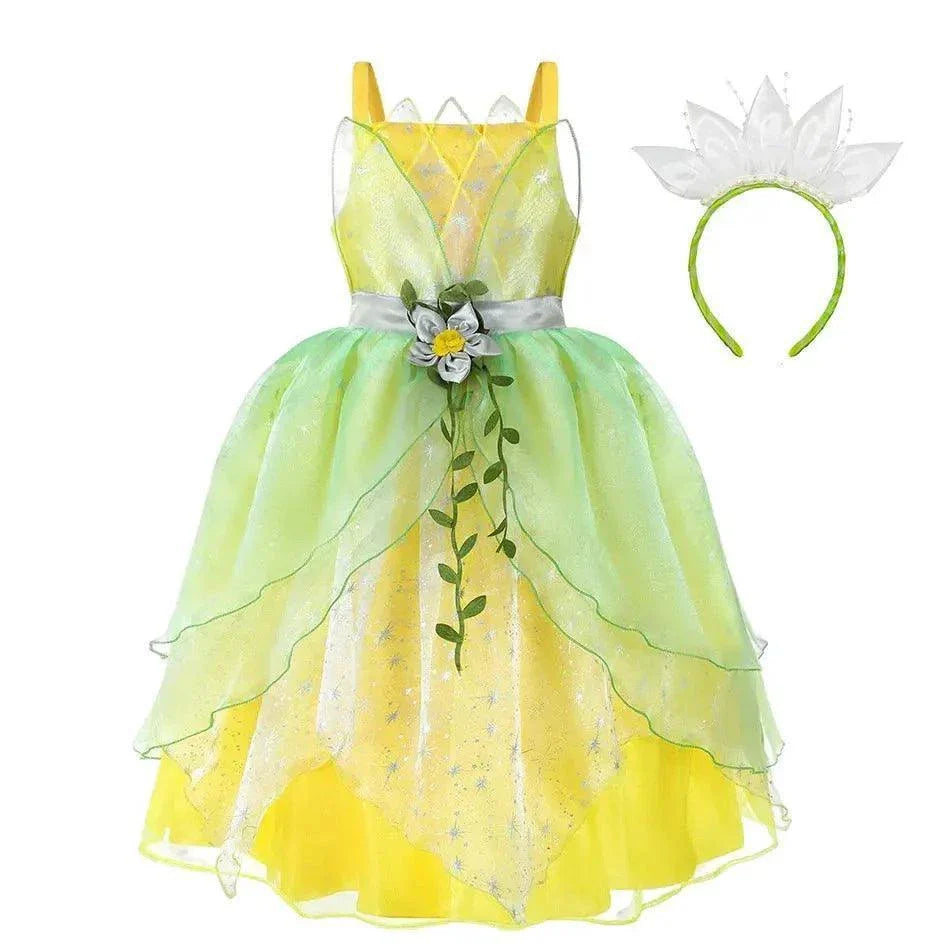 Dressy Tiana Princess Ball Gown Green Dress for Children Birthday Party - Venus Trendy Fashion Online