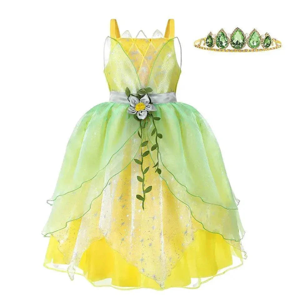 Dressy Tiana Princess Ball Gown Green Dress for Children Birthday Party - Venus Trendy Fashion Online