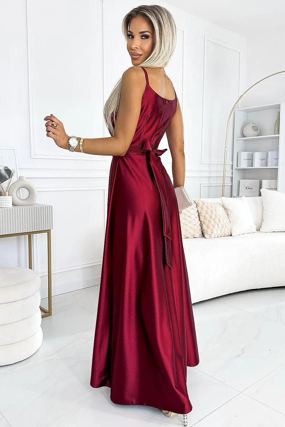 Elegant Maxi Long Satin dress - Venus Trendy Fashion Online