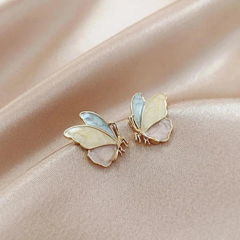 Trendy Butterfly Silver Needle Korean Alloy Earrings - Venus Trendy Fashion Online