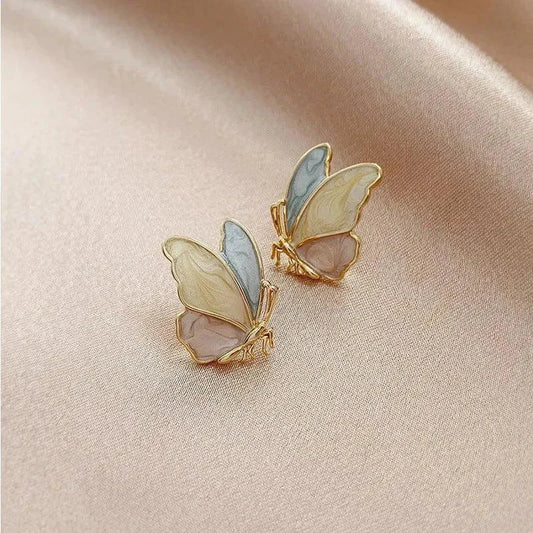Trendy Butterfly Silver Needle Korean Alloy Earrings - Venus Trendy Fashion Online