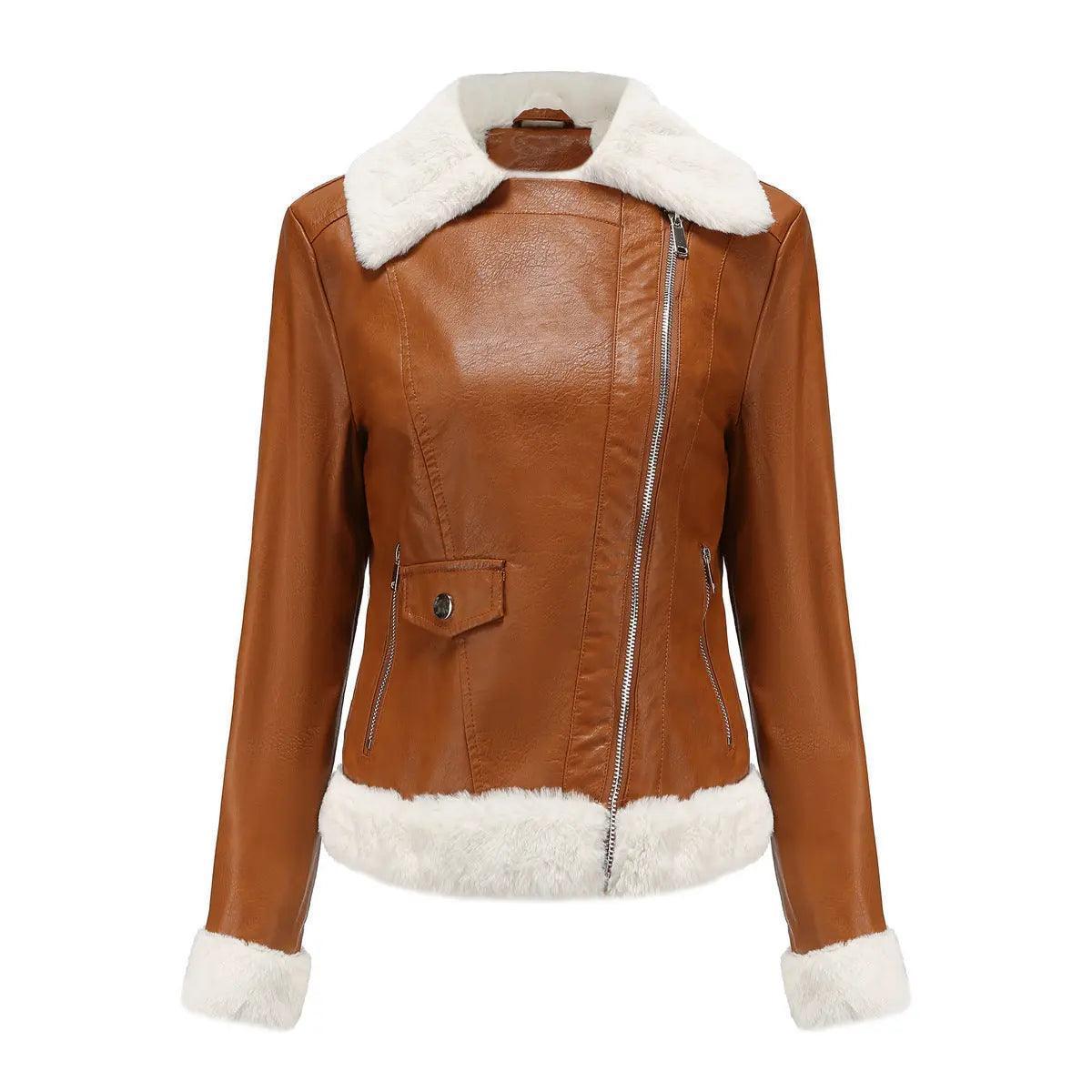 Fleece Leather Casual Jacket for Women - Venus Trendy Fashion Online