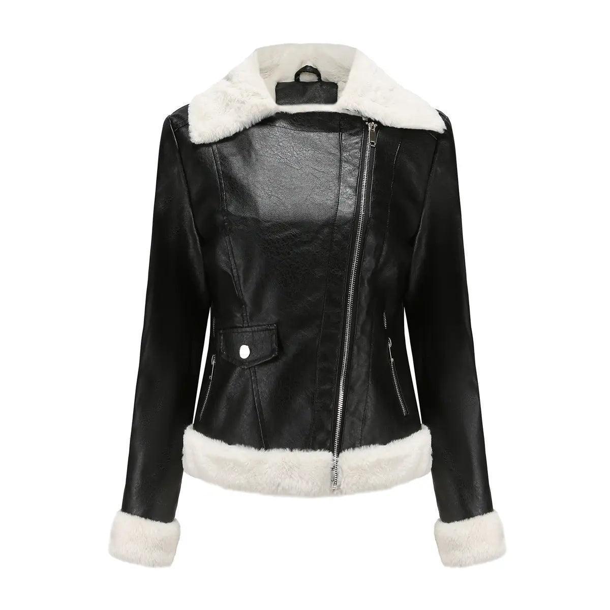 Fleece Leather Casual Jacket for Women - Venus Trendy Fashion Online
