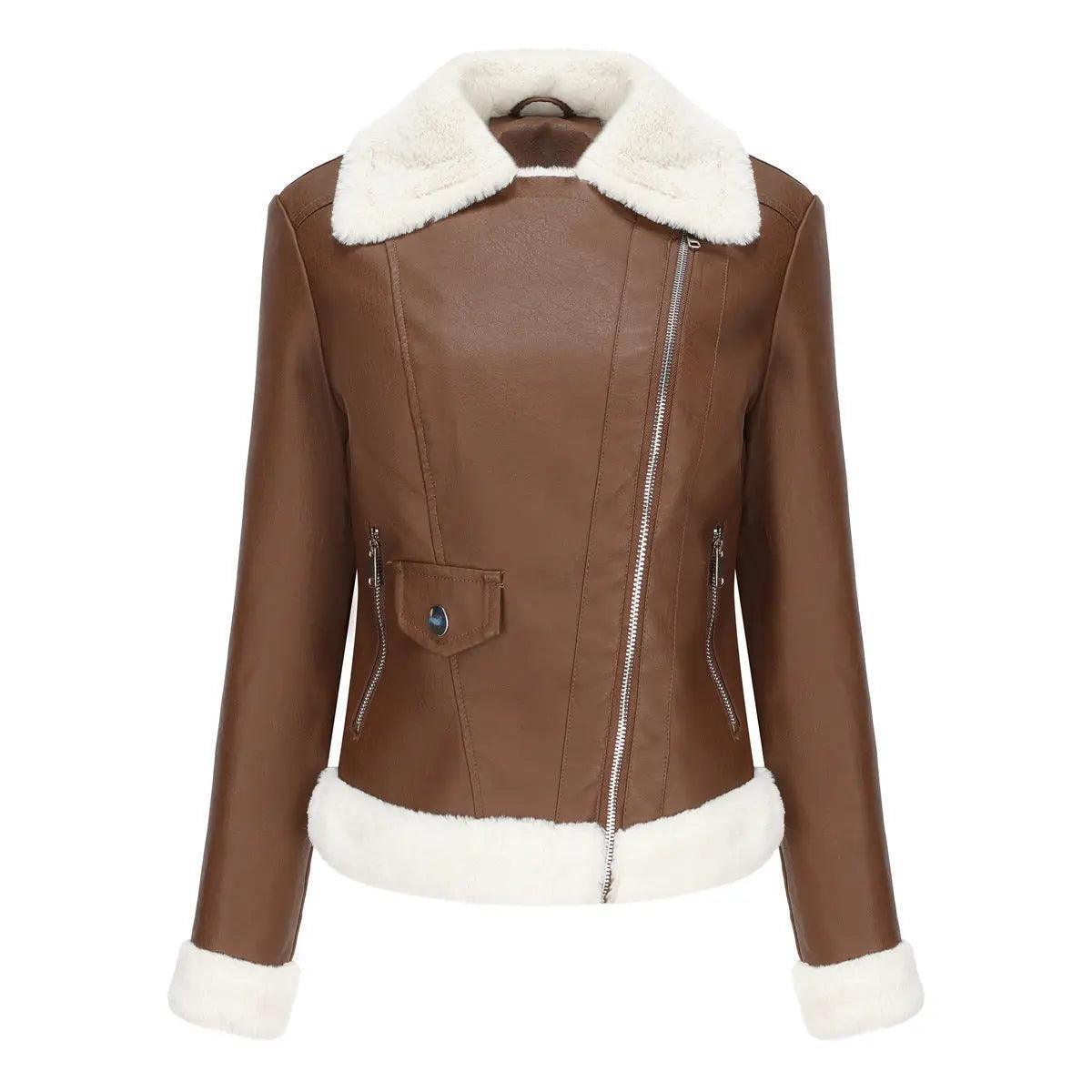 Fleece Leather Casual Jacket for Women - Venus Trendy Fashion Online