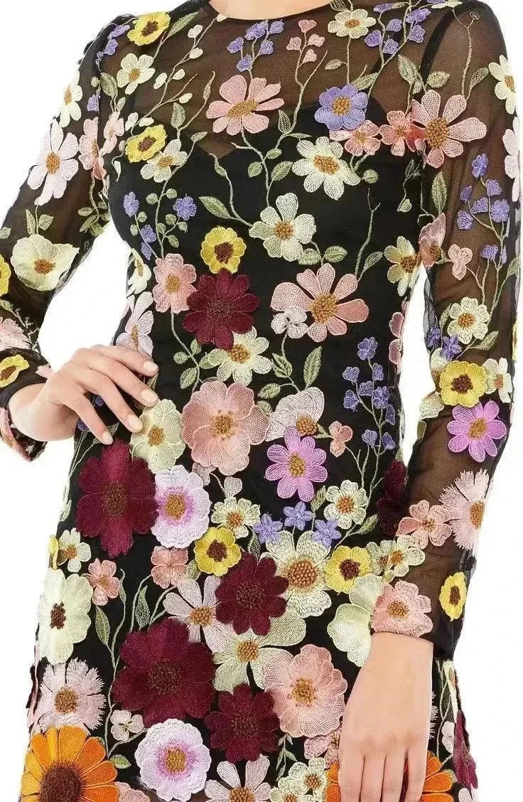 Floral Embroidery Elegant Luxury Women Mini Dress - Venus Trendy Fashion Online