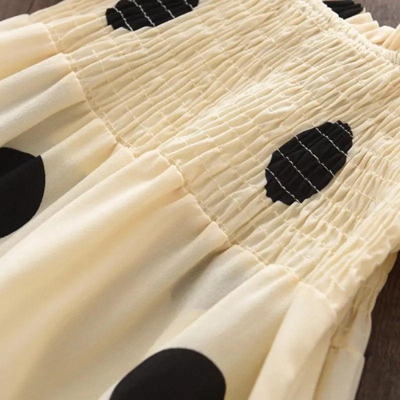 Girls Black Polka Dot Puff Sleeve Dress - Venus Trendy Fashion Online