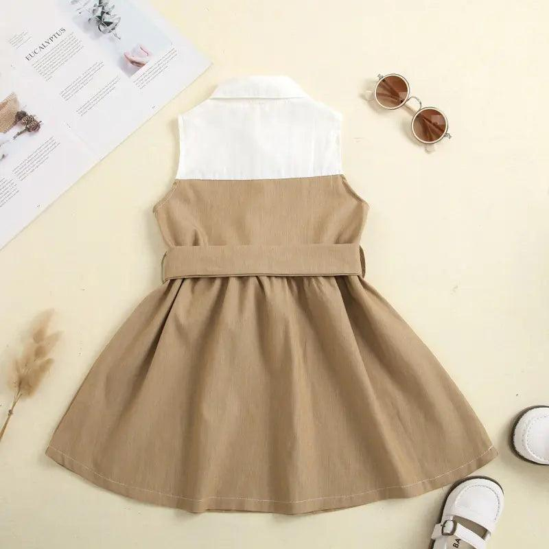 Girls Button-Up Sleeveless Dress - Venus Trendy Fashion Online