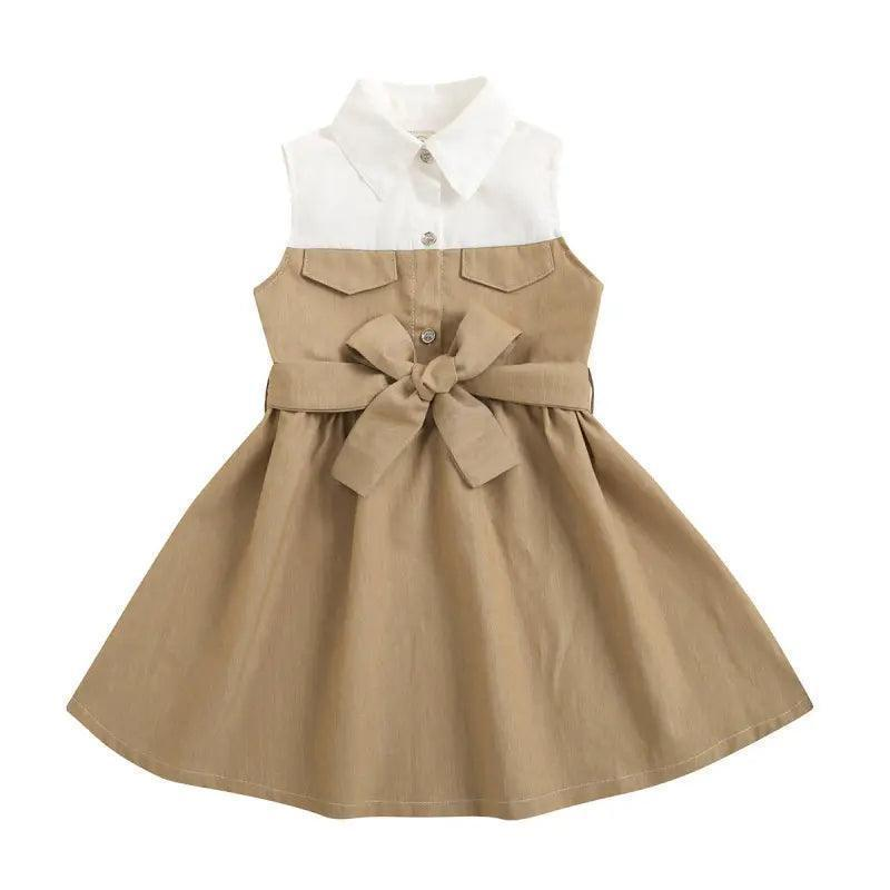 Girls Button-Up Sleeveless Dress - Venus Trendy Fashion Online