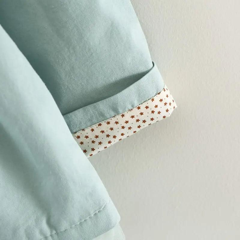 Girls Cute Cat Embroidered Lapel Design Pleated Lower Hem Wind Coat - Venus Trendy Fashion Online