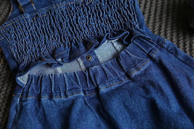 Girls Fashion Solid Color Backless Denim Slip Dress - Venus Trendy Fashion Online