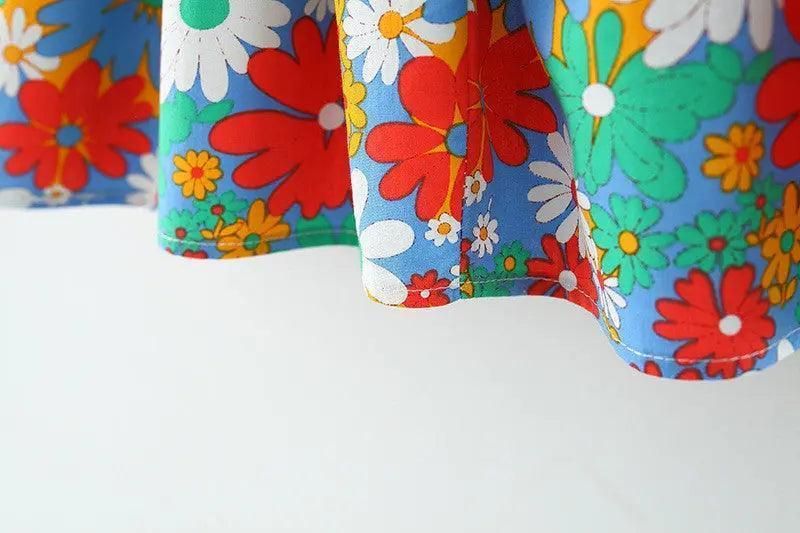 Girls Ruffle Sleeve Flower Print Dress And Bag 2pcs Set - Venus Trendy Fashion Online