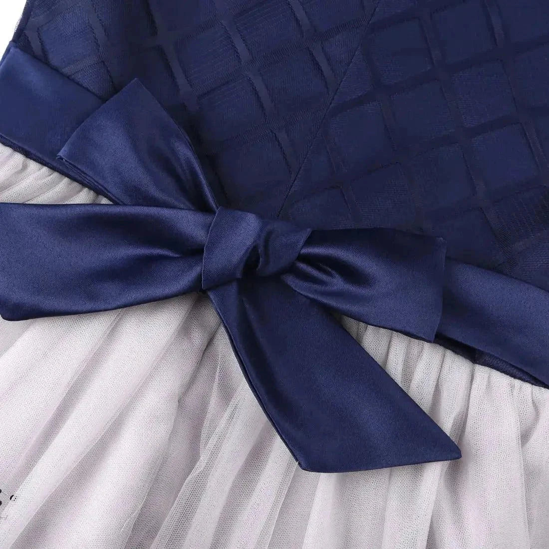Girls Sleeveless Embroidered Flower Bow Mesh Princess Festival Party Dress - Venus Trendy Fashion Online