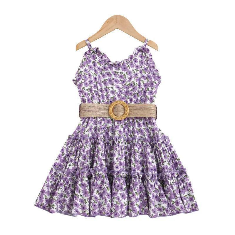 Girls Sleeveless Flower Print Dress - Venus Trendy Fashion Online