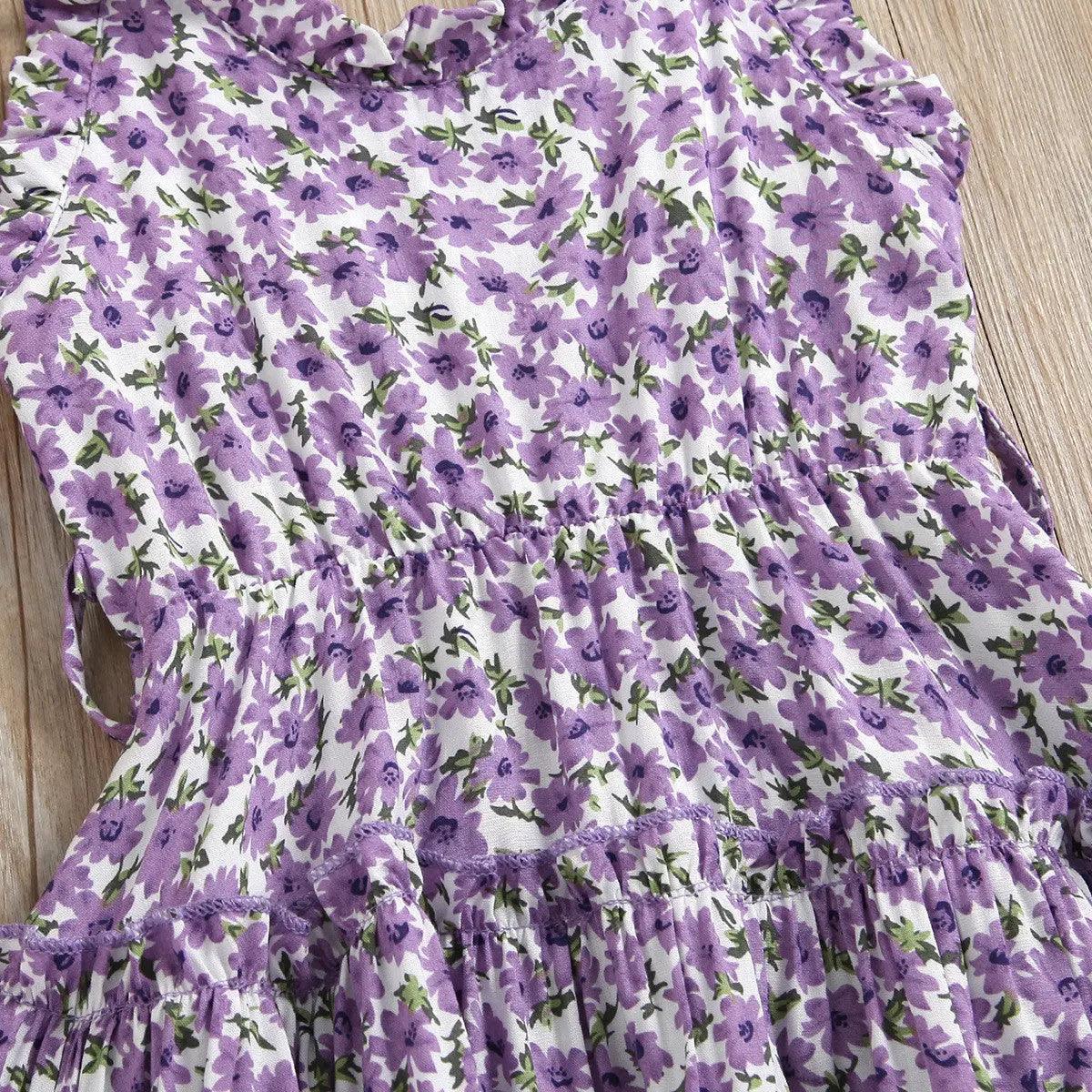 Girls Sleeveless Flower Print Dress - Venus Trendy Fashion Online