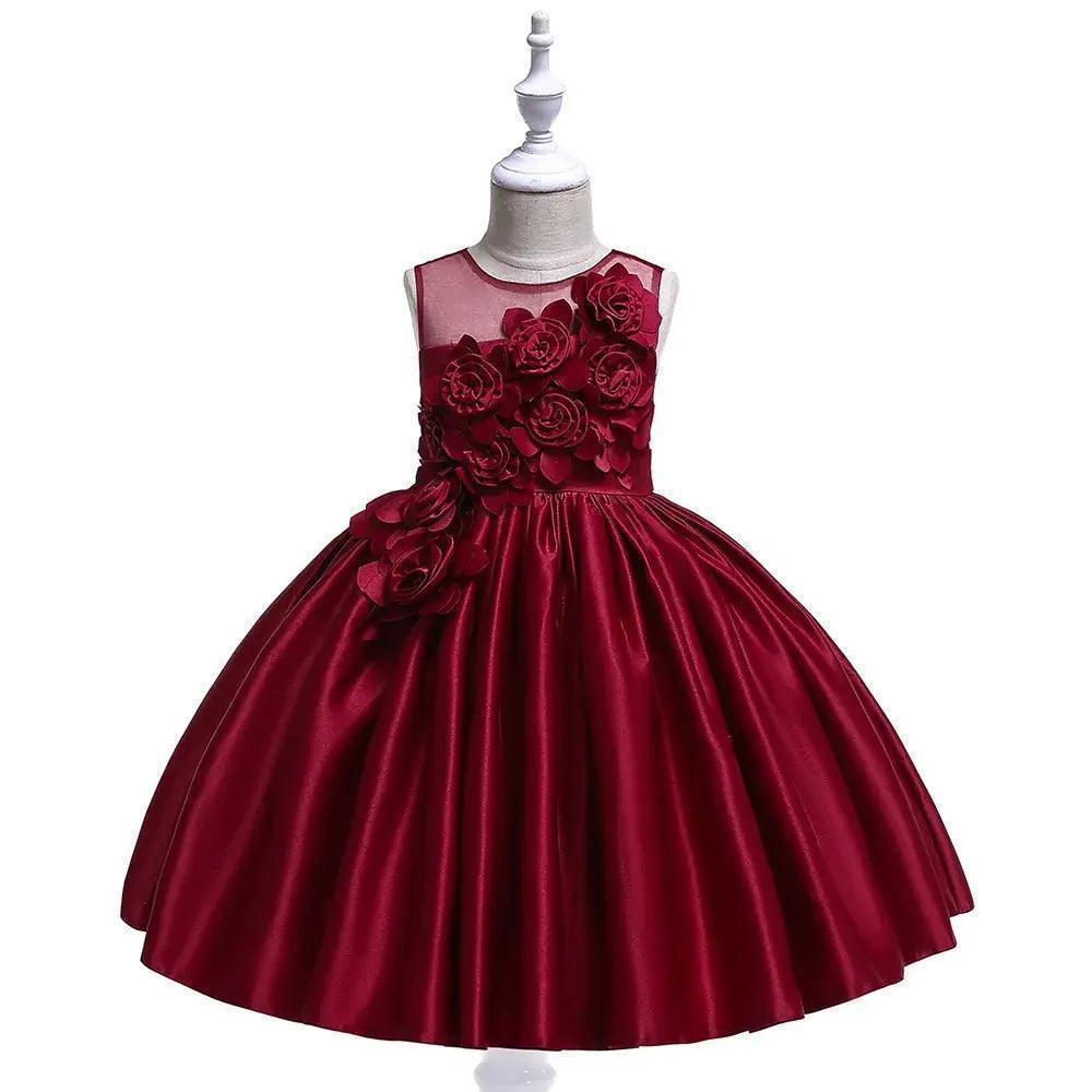 Girls Summer Fashion Party Cute Sweet Solid Color Floral Pleated Sleeveless Party Tutu Dress - Venus Trendy Fashion Online