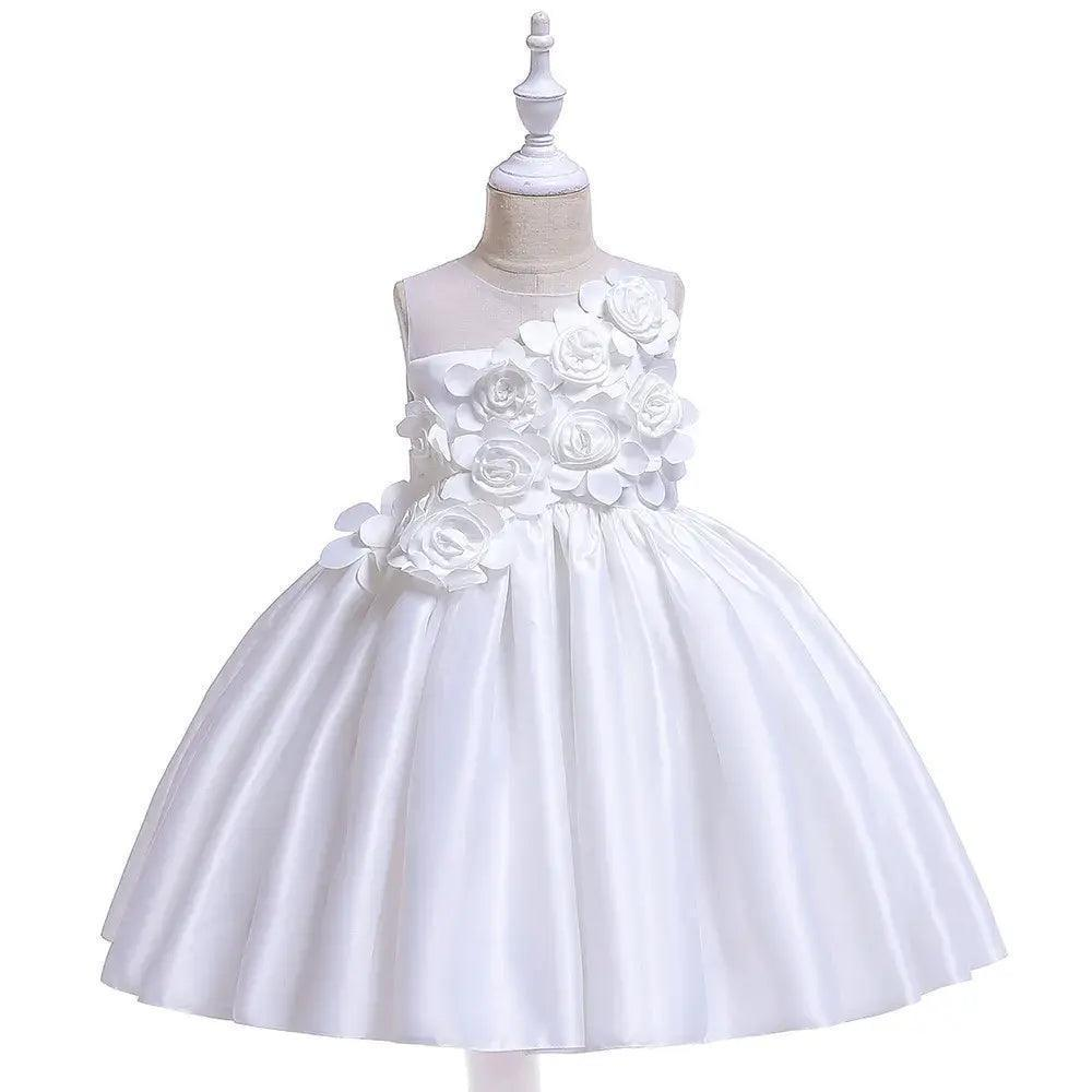 Girls Summer Fashion Party Cute Sweet Solid Color Floral Pleated Sleeveless Party Tutu Dress - Venus Trendy Fashion Online